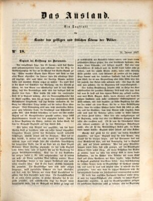 Das Ausland Donnerstag 21. Januar 1847