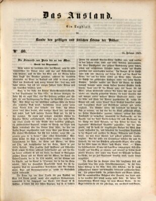 Das Ausland Dienstag 16. Februar 1847