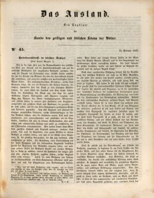 Das Ausland Montag 22. Februar 1847