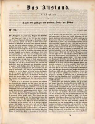 Das Ausland Montag 5. April 1847