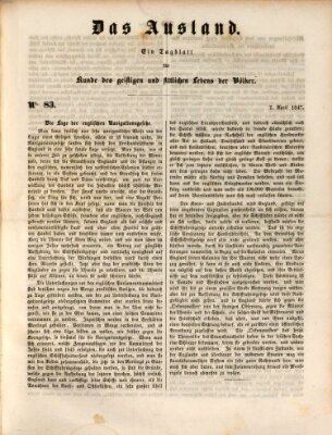 Das Ausland Mittwoch 7. April 1847