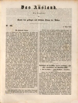 Das Ausland Samstag 17. April 1847