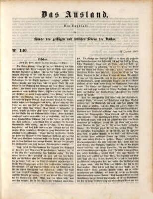 Das Ausland Samstag 12. Juni 1847