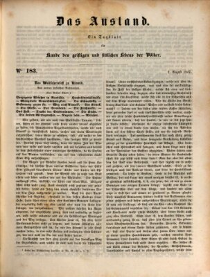 Das Ausland Montag 2. August 1847