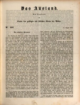 Das Ausland Mittwoch 11. August 1847