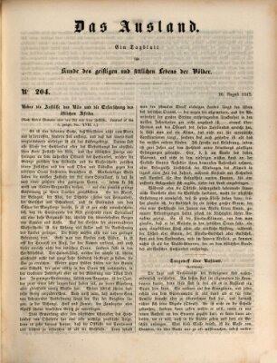 Das Ausland Donnerstag 26. August 1847