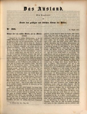 Das Ausland Dienstag 31. August 1847