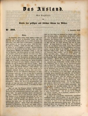 Das Ausland Mittwoch 1. September 1847