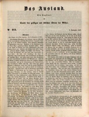 Das Ausland Freitag 3. September 1847