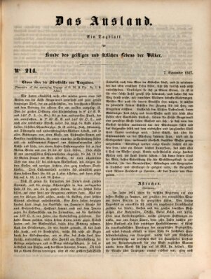 Das Ausland Dienstag 7. September 1847