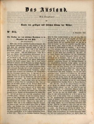 Das Ausland Mittwoch 8. September 1847