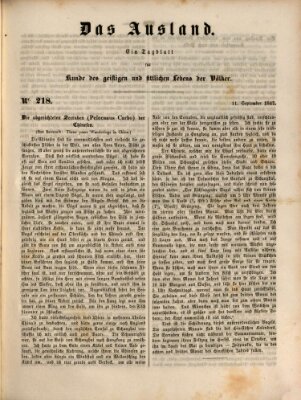 Das Ausland Samstag 11. September 1847