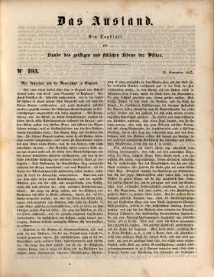 Das Ausland Mittwoch 29. September 1847