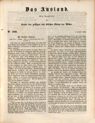 Das Ausland Donnerstag 7. Oktober 1847