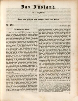 Das Ausland Samstag 13. November 1847