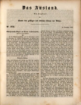 Das Ausland Dienstag 16. November 1847