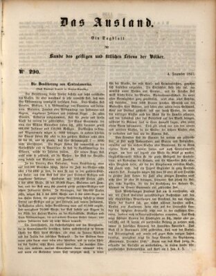 Das Ausland Samstag 4. Dezember 1847