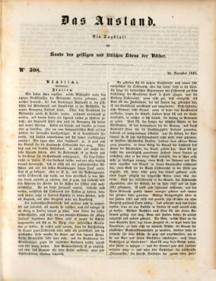 Das Ausland Samstag 25. Dezember 1847