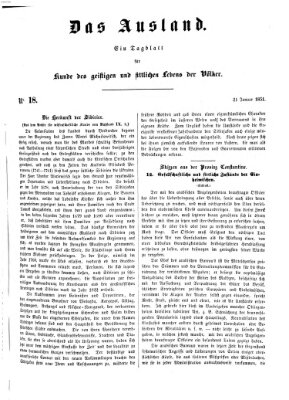 Das Ausland Dienstag 21. Januar 1851