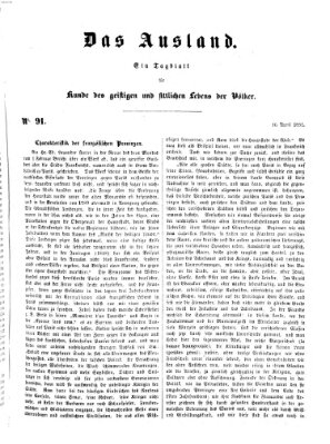 Das Ausland Mittwoch 16. April 1851