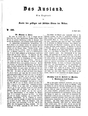 Das Ausland Samstag 26. April 1851