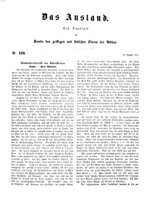 Das Ausland Montag 11. August 1851