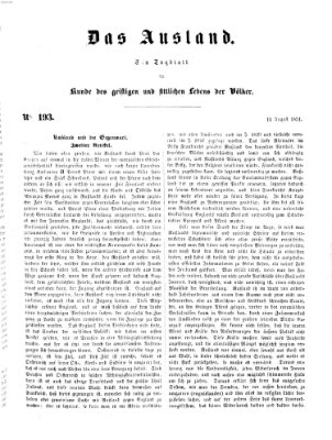 Das Ausland Mittwoch 13. August 1851