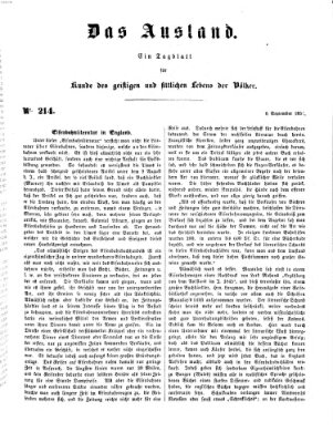 Das Ausland Samstag 6. September 1851