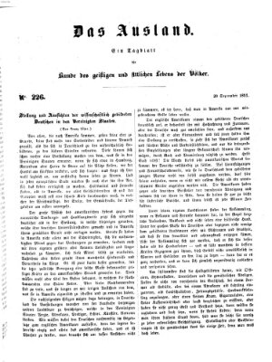 Das Ausland Samstag 20. September 1851