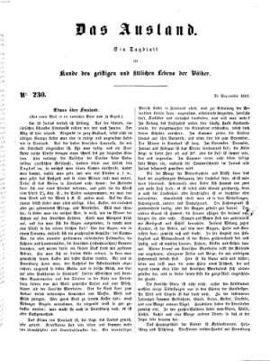 Das Ausland Donnerstag 25. September 1851