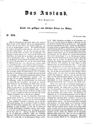 Das Ausland Montag 29. September 1851