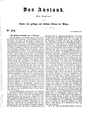 Das Ausland Samstag 15. November 1851