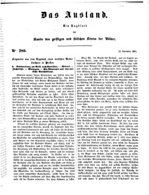 Das Ausland Samstag 22. November 1851