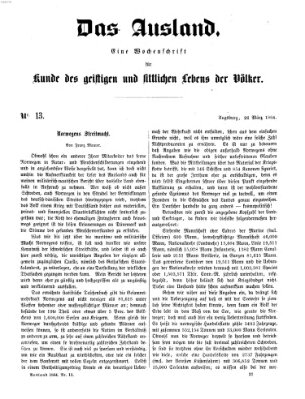 Das Ausland Samstag 26. März 1864