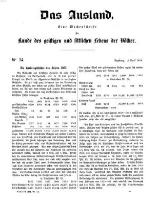 Das Ausland Samstag 2. April 1864