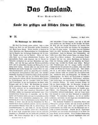 Das Ausland Samstag 16. April 1864