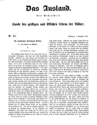 Das Ausland Samstag 5. November 1864