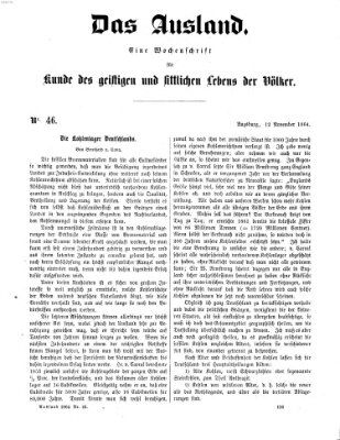 Das Ausland Samstag 12. November 1864