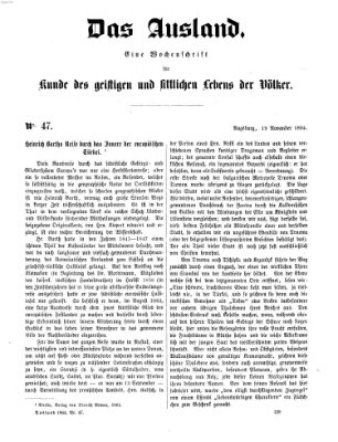 Das Ausland Samstag 19. November 1864