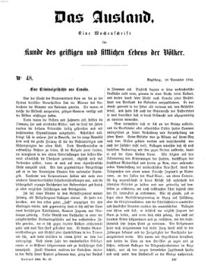 Das Ausland Samstag 26. November 1864