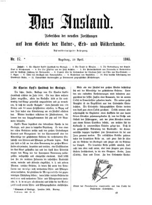 Das Ausland Samstag 29. April 1865