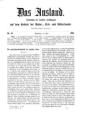 Das Ausland Samstag 24. Juni 1865