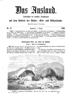 Das Ausland Samstag 5. August 1865