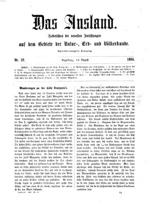 Das Ausland Samstag 12. August 1865