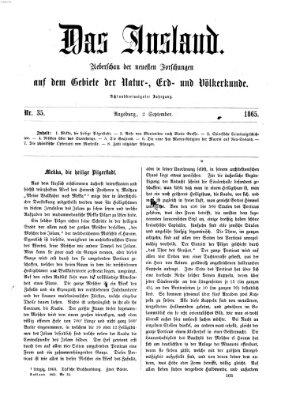 Das Ausland Samstag 2. September 1865