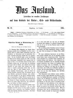 Das Ausland Samstag 14. Oktober 1865