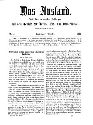 Das Ausland Samstag 25. November 1865