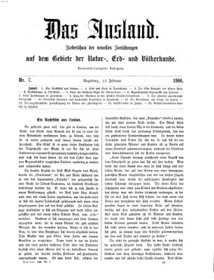 Das Ausland Dienstag 13. Februar 1866