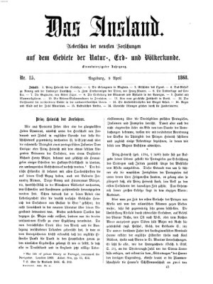 Das Ausland Donnerstag 9. April 1868