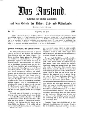 Das Ausland Donnerstag 18. Juni 1868